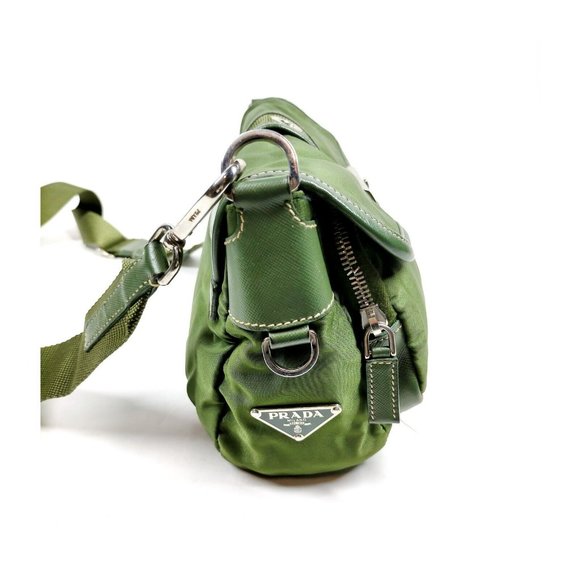 Prada Handbags - EUC Prada Green  Diagonal Messenger Bag Nylon Leather Crossbody bag
